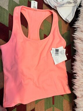 Beyond Yoga Coral Pink Ribbed Racerback Tank